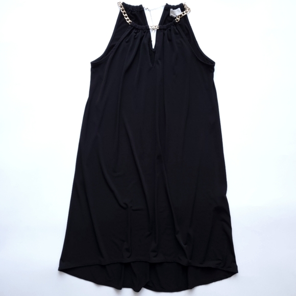 MICHAEL Michael Kors Sleeveless Gold Chain Neck High-Low Dress - Picture 3 of 11